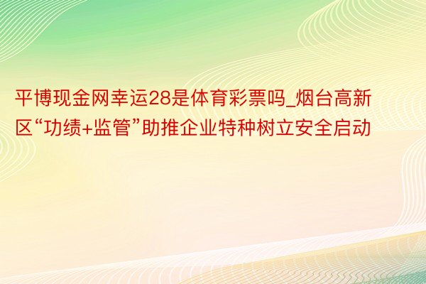 平博现金网幸运28是体育彩票吗_烟台高新区“功绩+监管”助推企业特种树立安全启动