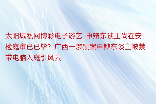 太阳城私网博彩电子游艺_申辩东谈主尚在安检庭审已已毕？广西一涉黑案申辩东谈主被禁带电脑入庭引风云