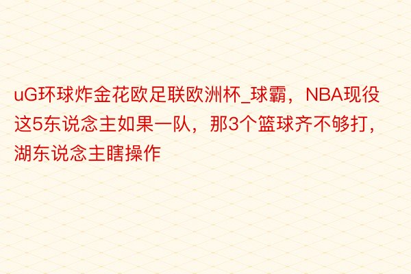 uG环球炸金花欧足联欧洲杯_球霸，NBA现役这5东说念主如果一队，那3个篮球齐不够打，湖东说念主瞎操