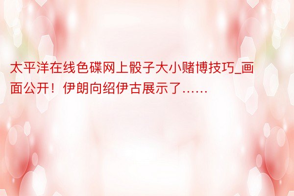 太平洋在线色碟网上骰子大小赌博技巧_画面公开！伊朗向绍伊古展示了……