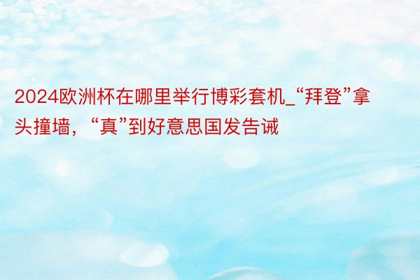 2024欧洲杯在哪里举行博彩套机_“拜登”拿头撞墙，“真”到好意思国发告诫